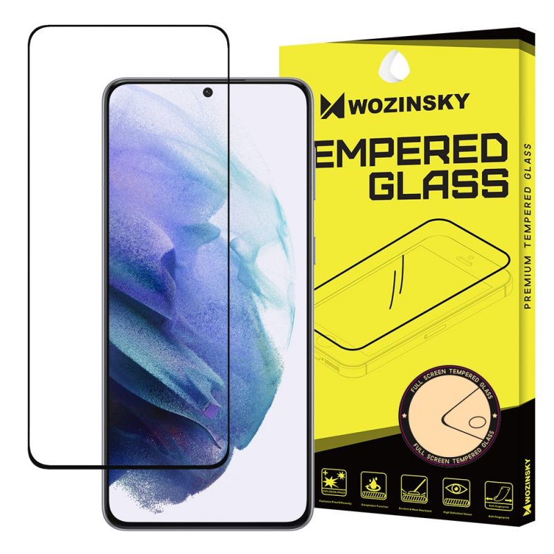 E-shop Tvrdené sklo celopovrchové 9H Wozinsky čierne – Samsung Galaxy S21+