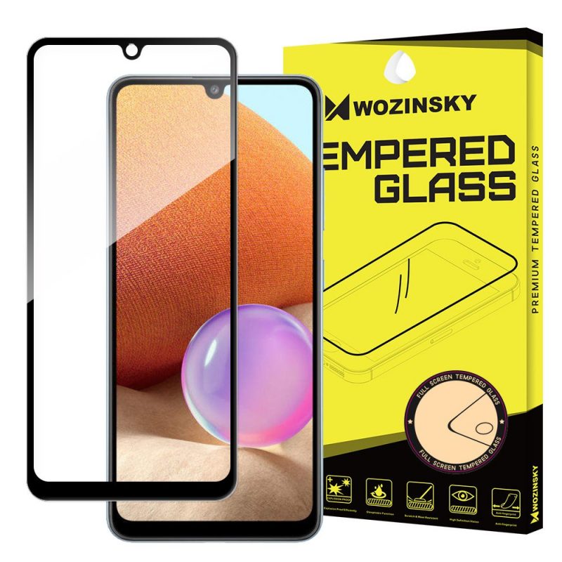 Lacné Kryty | Tvrdené sklo celopovrchové 9H Wozinsky čierne – Samsung Galaxy A32 (4G)