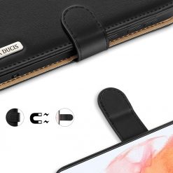 Lacné Kryty | Kožené peňaženkové puzdro Dux Ducis Hivo čierne – Samsung Galaxy S21 | Lacné Kryty