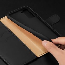Lacné Kryty | Kožené peňaženkové puzdro Dux Ducis Hivo čierne – Samsung Galaxy S21 | Lacné Kryty