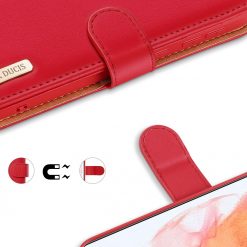 Kožené peňaženkové puzdro Dux Ducis Hivo červené – Samsung Galaxy S21 | Lacné Kryty Lacné Kryty | Kožené peňaženkové puzdro Dux Ducis Hivo červené – Samsung Galaxy S21 | Lacné Kryty