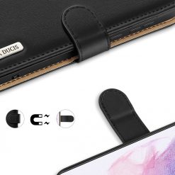 Lacné Kryty | Kožené peňaženkové puzdro Dux Ducis Hivo čierne – Samsung Galaxy S21+ (S21 Plus) | Lacné Kryty