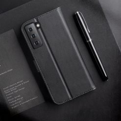 Lacné Kryty | Kožené peňaženkové puzdro Dux Ducis Hivo čierne – Samsung Galaxy S21+ (S21 Plus) | Lacné Kryty