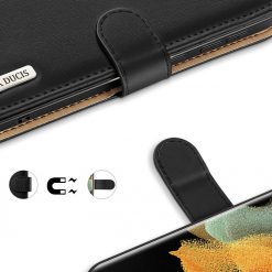 Kožené peňaženkové puzdro Dux Ducis Hivo čierne – Samsung Galaxy S21 Ultra | Lacné Kryty Lacné Kryty | Kožené peňaženkové puzdro Dux Ducis Hivo čierne – Samsung Galaxy S21 Ultra | Lacné Kryty