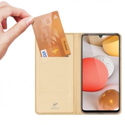 Lacné Kryty | Peňaženkové puzdro Dux Ducis Skin Pro zlaté – Samsung Galaxy A42 5G | Lacné Kryty
