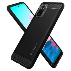 Lacné Kryty | Zadný kryt Spigen Rugged Armor čierny – Xiaomi Redmi Note 10 / Note 10S | Lacné Kryty