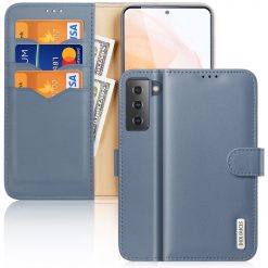Lacné Kryty | Kožené peňaženkové puzdro Dux Ducis Hivo modré – Samsung Galaxy S21 | Lacné Kryty