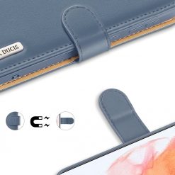 Lacné Kryty | Kožené peňaženkové puzdro Dux Ducis Hivo modré – Samsung Galaxy S21 | Lacné Kryty
