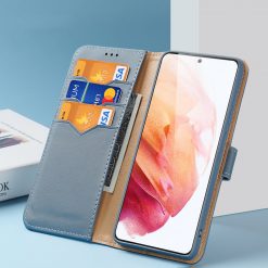 Lacné Kryty | Kožené peňaženkové puzdro Dux Ducis Hivo modré – Samsung Galaxy S21 | Lacné Kryty