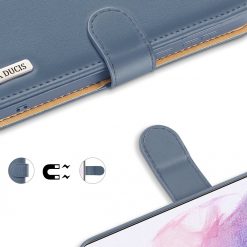 Lacné Kryty | Kožené peňaženkové puzdro Dux Ducis Hivo modré – Samsung Galaxy S21+ (S21 Plus) | Lacné Kryty