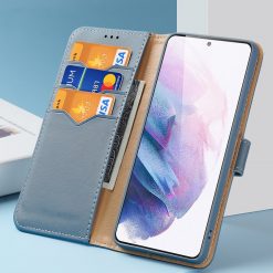 Lacné Kryty | Kožené peňaženkové puzdro Dux Ducis Hivo modré – Samsung Galaxy S21+ (S21 Plus) | Lacné Kryty