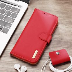 Lacné Kryty | Kožené peňaženkové puzdro Dux Ducis Hivo červené – Samsung Galaxy S21 Ultra | Lacné Kryty