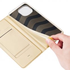 Lacné Kryty | Peňaženkové puzdro Dux Ducis Skin Pro zlaté – Xiaomi Mi 11 Lite | Lacné Kryty