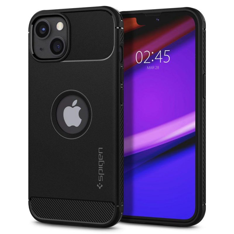 Lacné Kryty | Zadný kryt Spigen Rugged Armor čierny – Apple iPhone 13 Mini