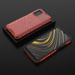Lacné Kryty | Odolný kryt Honeycomb Armor červený – Xiaomi Poco M3 | Lacné Kryty