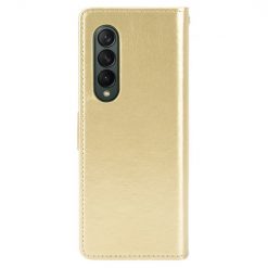 Lacné Kryty | Knižkové puzdro Shockproof Horse Texture zlaté – Samsung Galaxy Z Fold 3 | Lacné Kryty