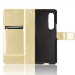 Lacné Kryty | Knižkové puzdro Shockproof Horse Texture zlaté – Samsung Galaxy Z Fold 3 | Lacné Kryty