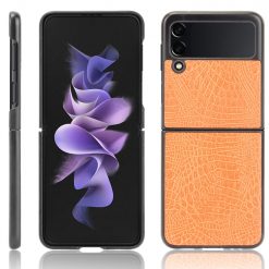 Kryt Shockproof Crocodile Texture oranžový – Samsung Galaxy Z Flip 3 | Lacné Kryty Lacné Kryty | Kryt Shockproof Crocodile Texture oranžový – Samsung Galaxy Z Flip 3 | Lacné Kryty