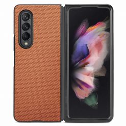 Lacné Kryty | Kryt Cross Pattern Slim hnedý – Samsung Galaxy Z Fold 3 | Lacné Kryty