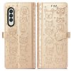 Lacné Kryty | Peňaženkové puzdro Embossing Pattern Pes a Mačka fialové – Samsung Galaxy Z Fold 3 | Lacné Kryty