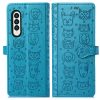 Lacné Kryty | Peňaženkové puzdro Embossing Pattern Pes a Mačka zlaté – Samsung Galaxy Z Fold 3 | Lacné Kryty
