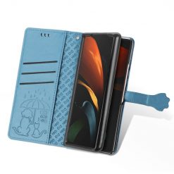 Peňaženkové puzdro Embossing Pattern Pes a Mačka modré – Samsung Galaxy Z Fold 3 | Lacné Kryty Lacné Kryty | Peňaženkové puzdro Embossing Pattern Pes a Mačka modré – Samsung Galaxy Z Fold 3 | Lacné Kryty