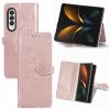 Lacné Kryty | Peňaženkové puzdro Embossing Pattern Mandala Flower fialové – Samsung Galaxy Z Fold 3 | Lacné Kryty