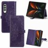 Lacné Kryty | Peňaženkové puzdro Embossing Pattern Mandala Flower modré – Samsung Galaxy Z Fold 3 | Lacné Kryty