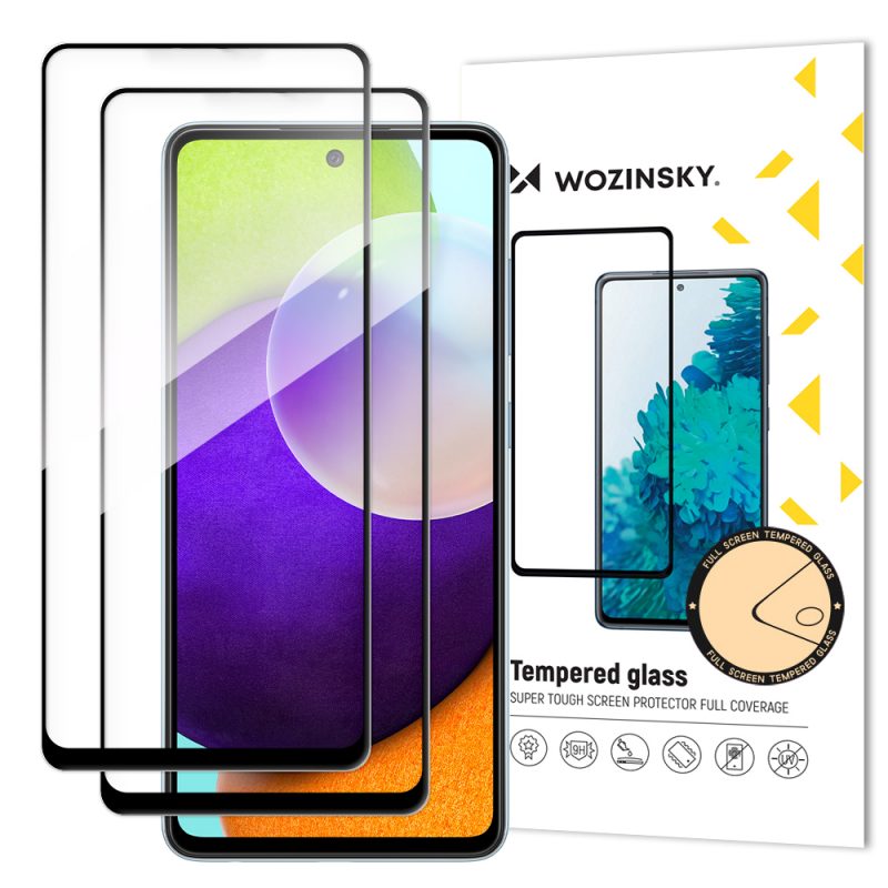 Lacné Kryty | Tvrdené sklo celopovrchové 9H Wozinsky čierne 2x – Samsung Galaxy A52 / A52 5G / A52s 5G