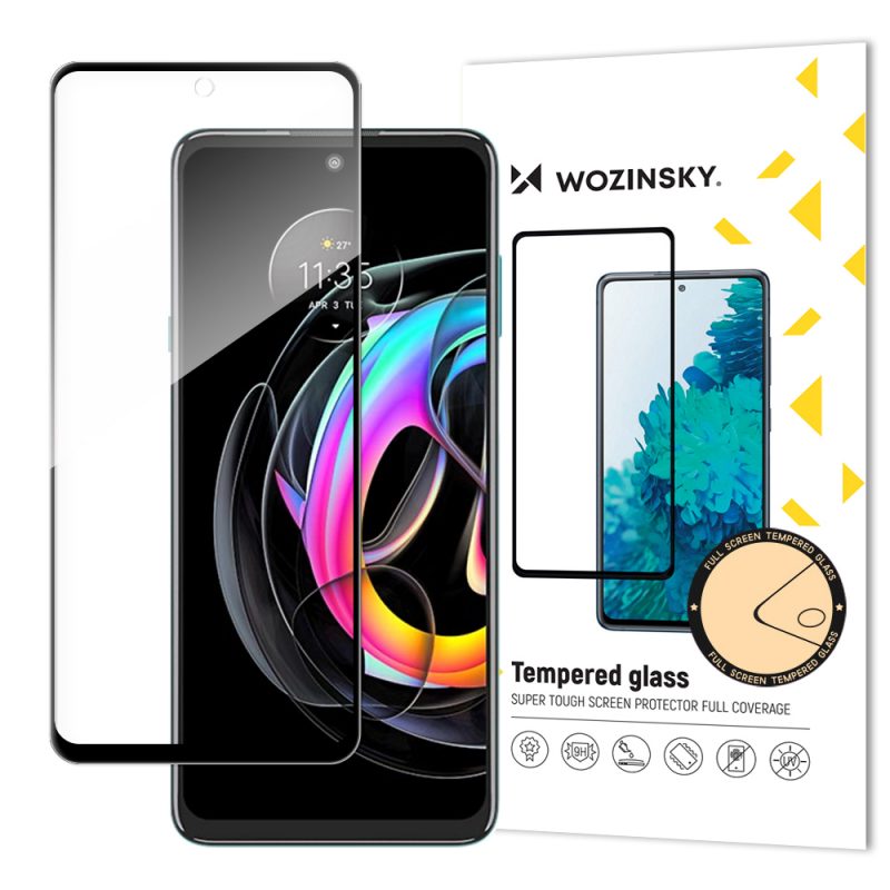 Lacné Kryty | Tvrdené sklo celopovrchové 9H Wozinsky čierne – Motorola Moto Edge 20 Lite