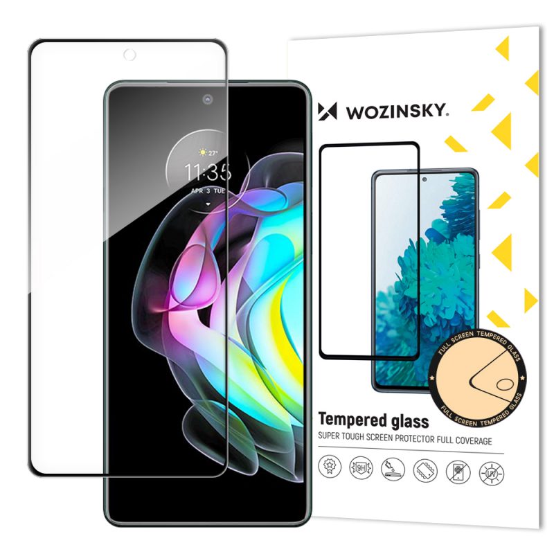 Lacné Kryty | Tvrdené sklo celopovrchové 9H Wozinsky čierne – Motorola Edge 20 / Edge 20 Pro