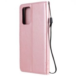 Peňaženkové puzdro Embossing Pattern Strom a mačka bledoružové – Samsung Galaxy A52 / A52 5G / A52s 5G | Lacné Kryty Lacné Kryty | Peňaženkové puzdro Embossing Pattern Strom a mačka bledoružové – Samsung Galaxy A52 / A52 5G / A52s 5G | Lacné Kryty