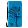 Lacné Kryty | Peňaženkové puzdro Embossing Pattern Strom a mačka fialové – Samsung Galaxy A52 / A52 5G / A52s 5G | Lacné Kryty