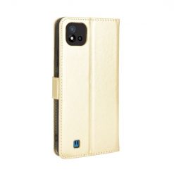 Lacné Kryty | Knižkové puzdro Shockproof Horse Texture zlaté – Realme C11 2021 | Lacné Kryty