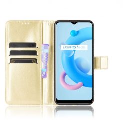 Lacné Kryty | Knižkové puzdro Shockproof Horse Texture zlaté – Realme C11 2021 | Lacné Kryty