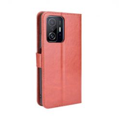 Lacné Kryty | Knižkové puzdro Shockproof Horse Texture hnedé – Xiaomi 11T / 11T Pro | Lacné Kryty