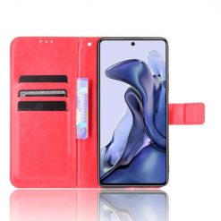 Lacné Kryty | Knižkové puzdro Shockproof Horse Texture červené – Xiaomi 11T / 11T Pro | Lacné Kryty