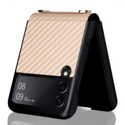 Kryt Carbon Fiber zlatý – Samsung Galaxy Z Flip 3 | Lacné Kryty Lacné Kryty | Kryt Carbon Fiber zlatý – Samsung Galaxy Z Flip 3 | Lacné Kryty