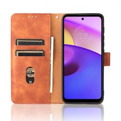 Lacné Kryty | Peňaženkové puzdro Solid hnedé – Motorola Moto E20 / E30 / E40 | Lacné Kryty