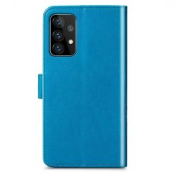 Lacné Kryty | Peňaženkové puzdro Embossing Pattern Štvorlístok modré – Samsung Galaxy A52 / A52 5G / A52s 5G | Lacné Kryty