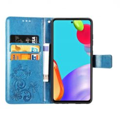 Lacné Kryty | Peňaženkové puzdro Embossing Pattern Štvorlístok modré – Samsung Galaxy A52 / A52 5G / A52s 5G | Lacné Kryty