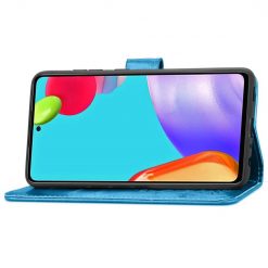 Lacné Kryty | Peňaženkové puzdro Embossing Pattern Štvorlístok modré – Samsung Galaxy A52 / A52 5G / A52s 5G | Lacné Kryty