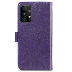 Lacné Kryty | Peňaženkové puzdro Embossing Pattern Štvorlístok fialové – Samsung Galaxy A52 / A52 5G / A52s 5G | Lacné Kryty