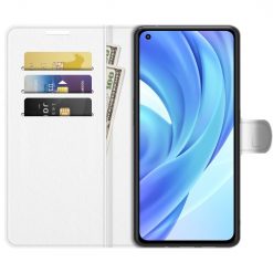 Lacné Kryty | Peňaženkové puzdro Litchi biele – Xiaomi Mi 11 Lite | Lacné Kryty