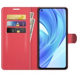 Lacné Kryty | Peňaženkové puzdro Litchi červené – Xiaomi Mi 11 Lite | Lacné Kryty