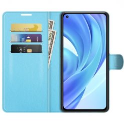Lacné Kryty | Peňaženkové puzdro Litchi modré – Xiaomi Mi 11 Lite | Lacné Kryty