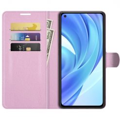 Lacné Kryty | Peňaženkové puzdro Litchi bledoružové – Xiaomi Mi 11 Lite | Lacné Kryty