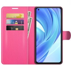 Lacné Kryty | Peňaženkové puzdro Litchi ružové – Xiaomi Mi 11 Lite | Lacné Kryty
