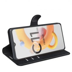 Lacné Kryty | Peňaženkové puzdro Litchi čierne – Realme C11 2021 | Lacné Kryty