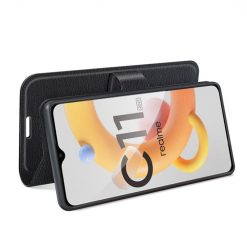Lacné Kryty | Peňaženkové puzdro Litchi čierne – Realme C11 2021 | Lacné Kryty